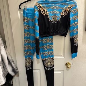 Versace Women's Blue and Black Two-Piece Set